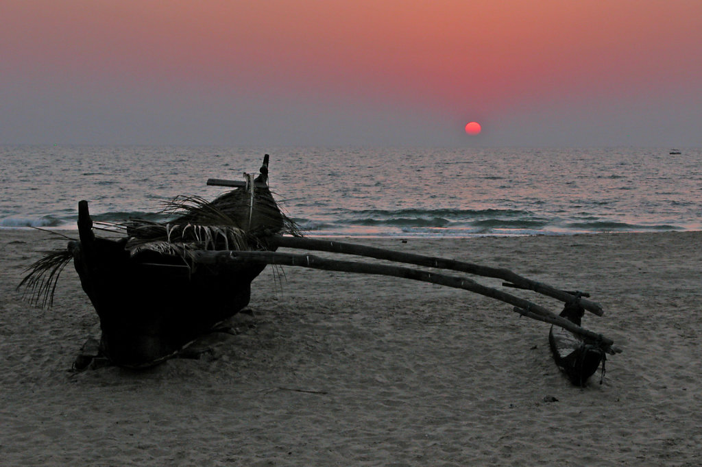 Traditional Fishing Boat at Sunset